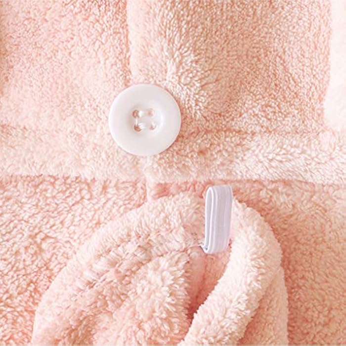 Hair Towel Wrap Kids Hair Drying Wrap Super Absorbent Microfiber Soft Comfortable Coral Velvet Towel Cute Rabbit Quick Dry Hair Cap with Buckle for Children Girls Wet Long Curly Thick Hair Head Caps - Image 4